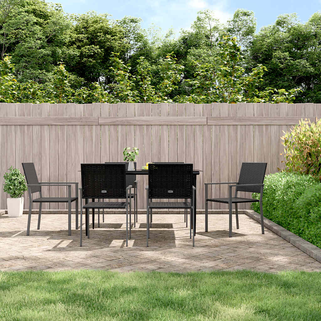 Tuinstoelen 6 st 54x62,5x89 cm poly rattan zwart – afbeelding 1