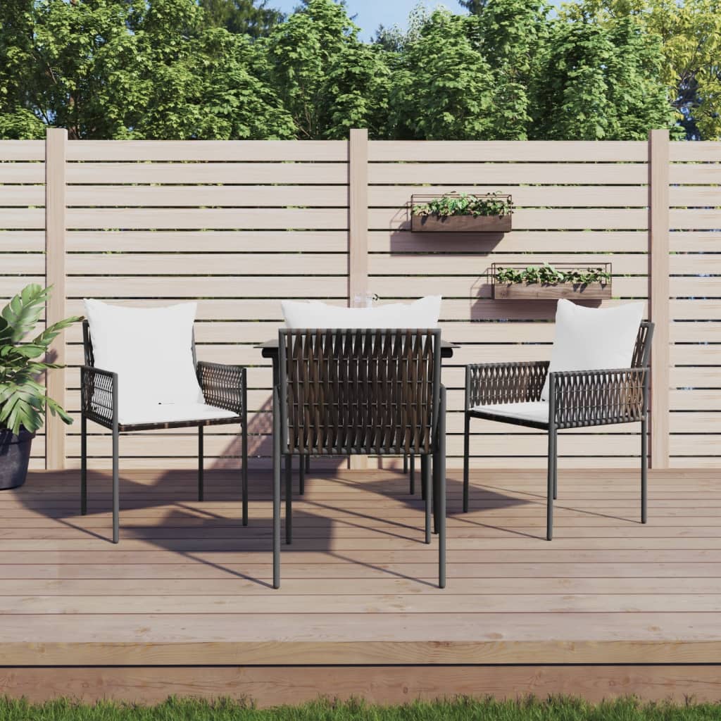 Tuinstoelen 4 st met kussens 54x61x83 cm poly rattan bruin