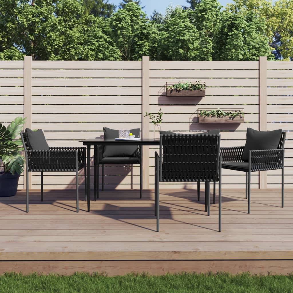 Tuinstoelen 4 st met kussens 54x61x83 cm poly rattan zwart