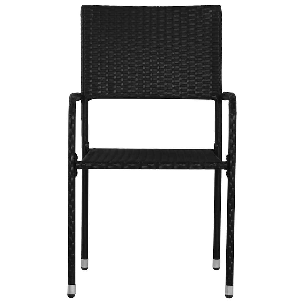 Tuinstoelen 2 st stapelbaar poly rattan zwart – afbeelding 3