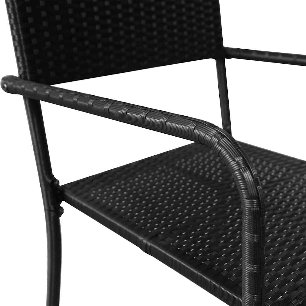 Tuinstoelen 2 st stapelbaar poly rattan zwart – afbeelding 5