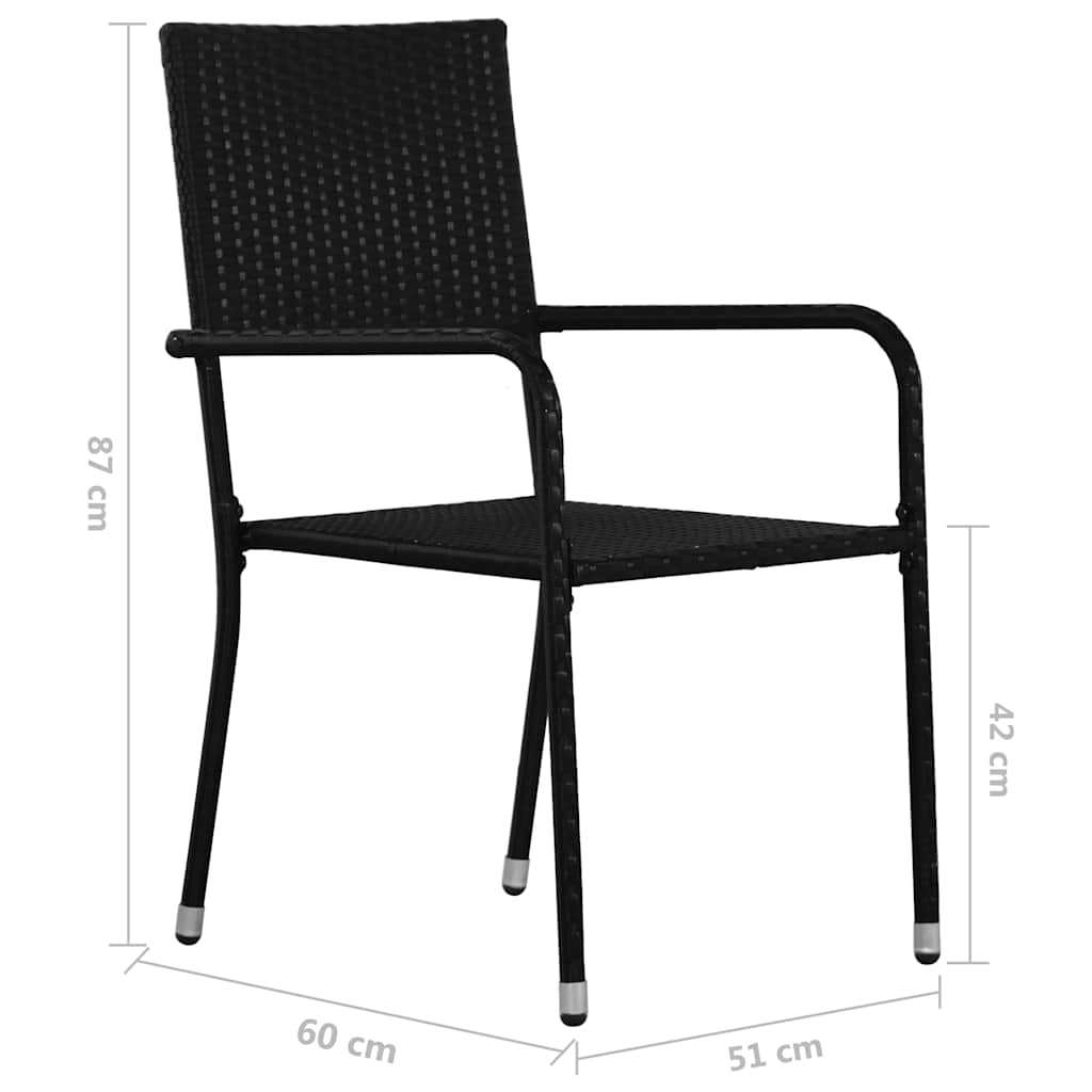 Tuinstoelen 2 st stapelbaar poly rattan zwart – afbeelding 6
