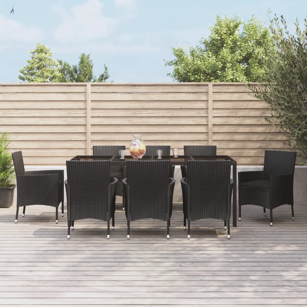 9-delige Tuinset poly rattan zwart – afbeelding 1