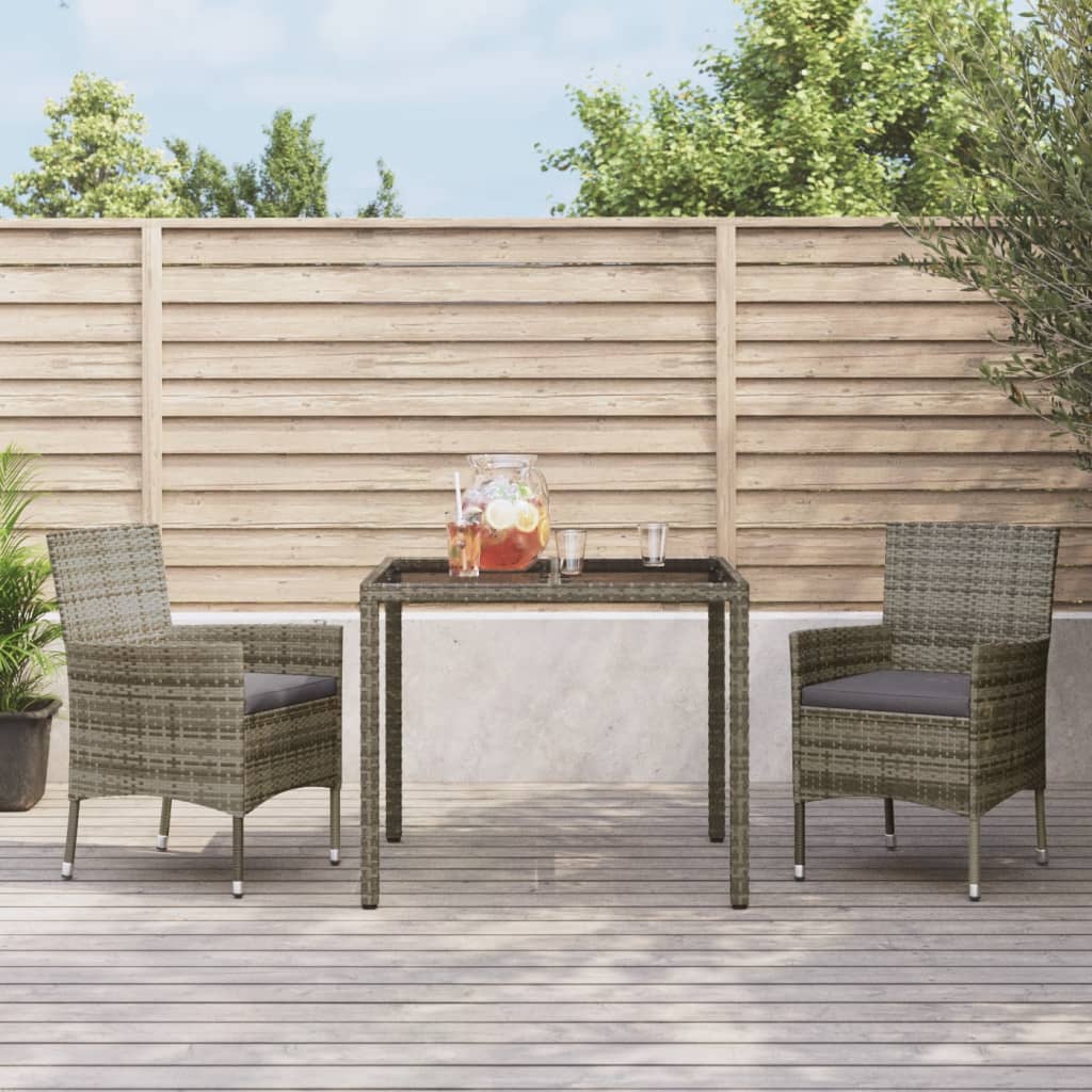 3-delige Tuinset met kussens poly rattan grijs – afbeelding 1