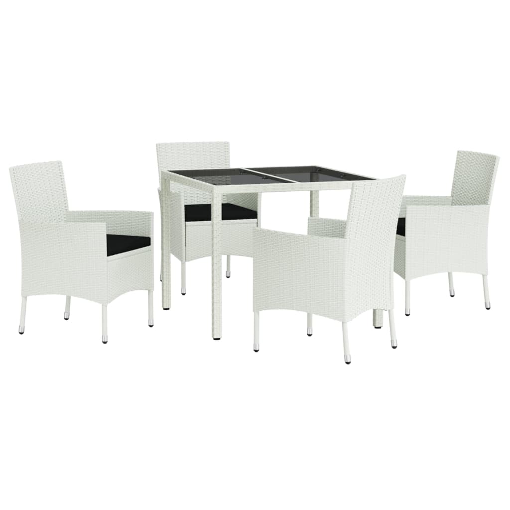 5-delige Tuinset met kussens poly rattan wit – afbeelding 3