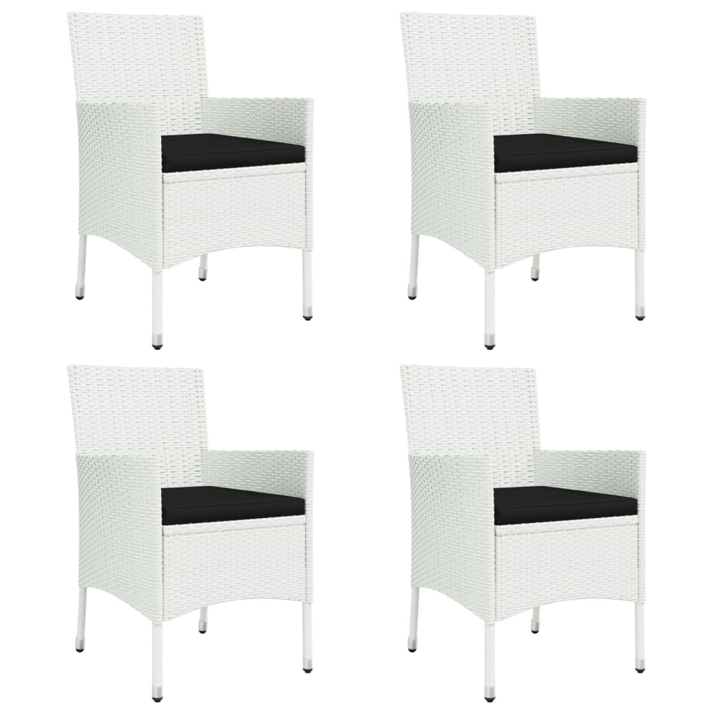 5-delige Tuinset met kussens poly rattan wit – afbeelding 4