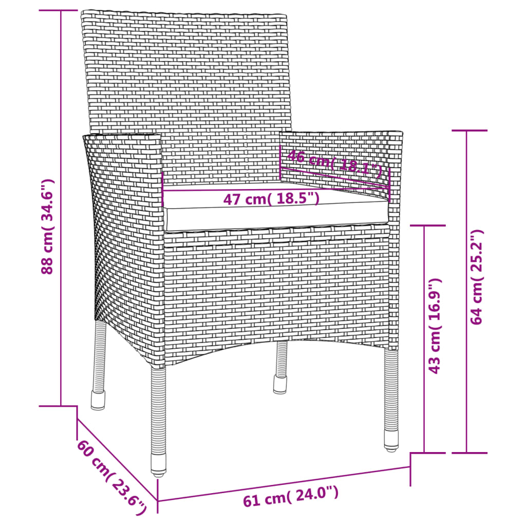 5-delige Tuinset met kussens poly rattan wit – afbeelding 9