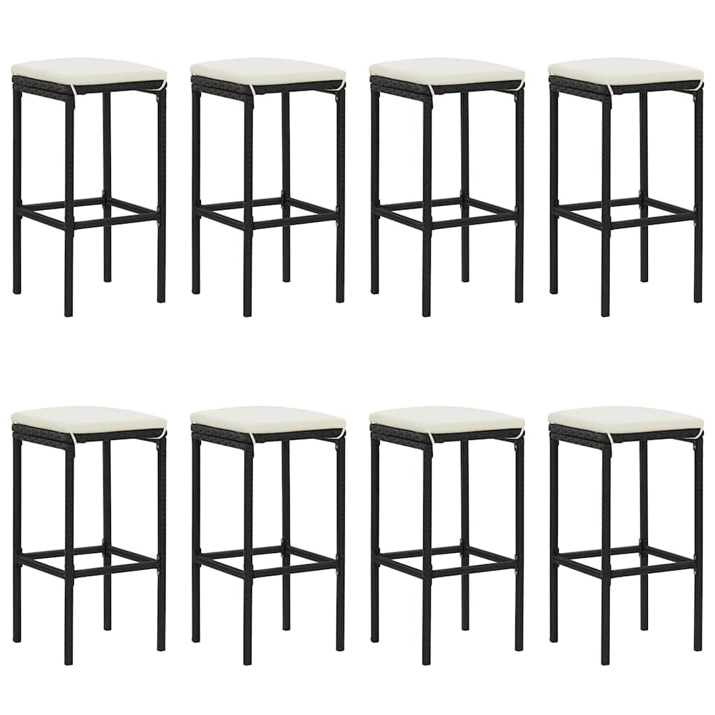 9-delige Tuinbarset met kussens poly rattan zwart – afbeelding 4