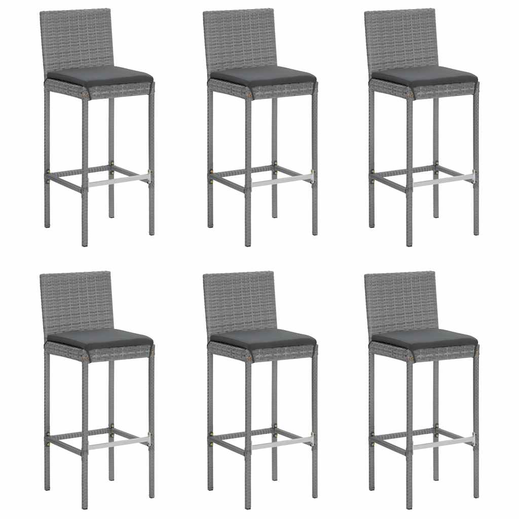 7-delige Tuinbarset met kussens poly rattan grijs – afbeelding 4