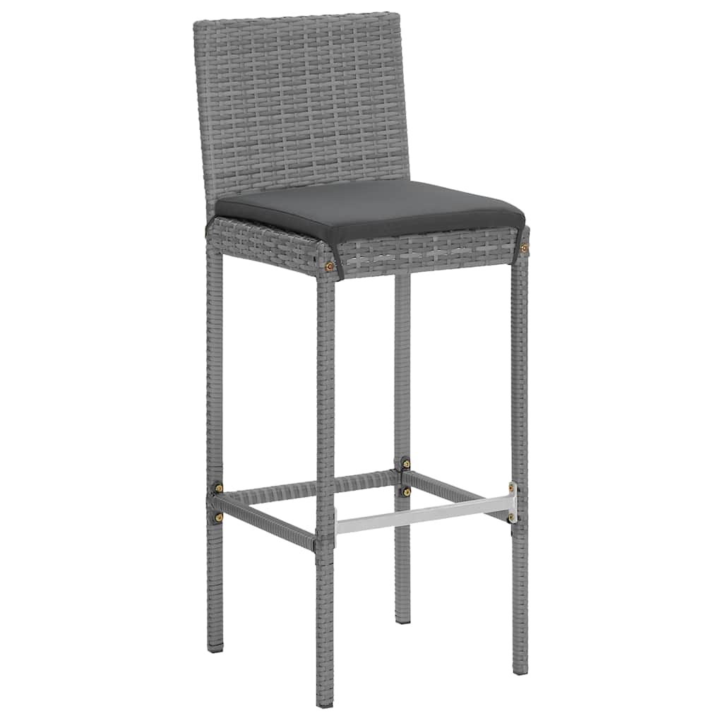 7-delige Tuinbarset met kussens poly rattan grijs – afbeelding 5