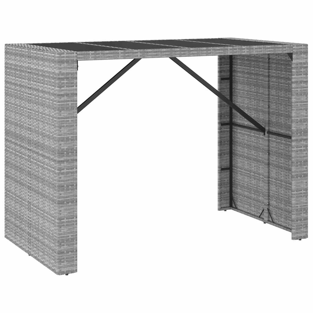 7-delige Tuinbarset met kussens poly rattan grijs – afbeelding 6