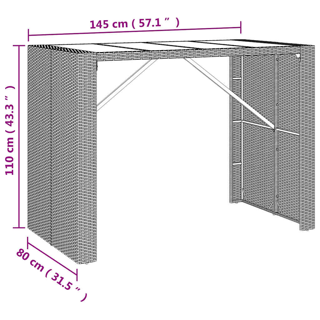 7-delige Tuinbarset met kussens poly rattan grijs – afbeelding 7