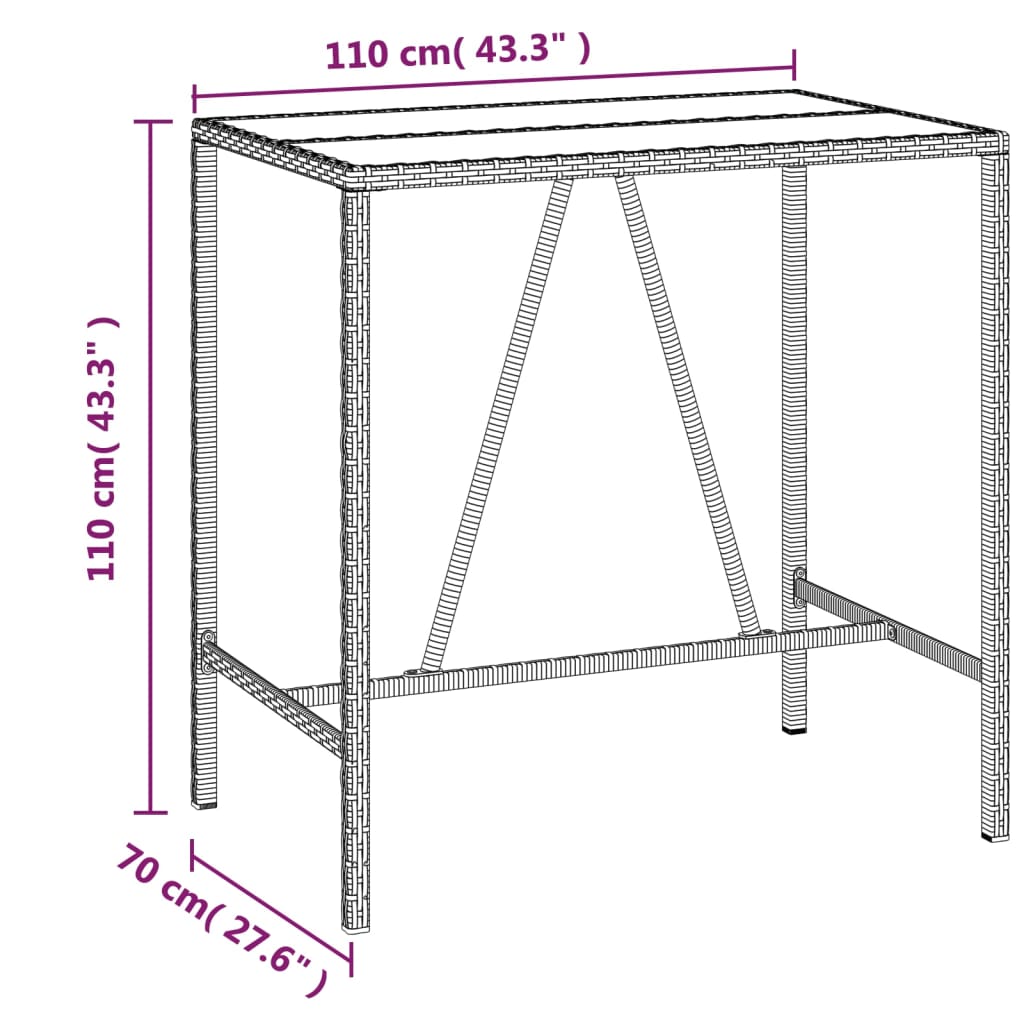 7-delige Tuinbarset met kussens poly rattan grijs – afbeelding 7