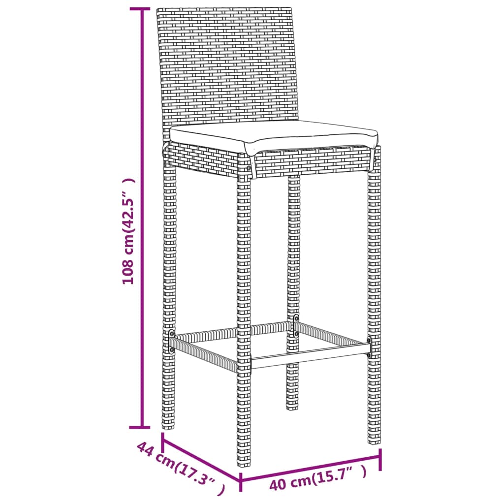 7-delige Tuinbarset met kussens poly rattan grijs – afbeelding 8
