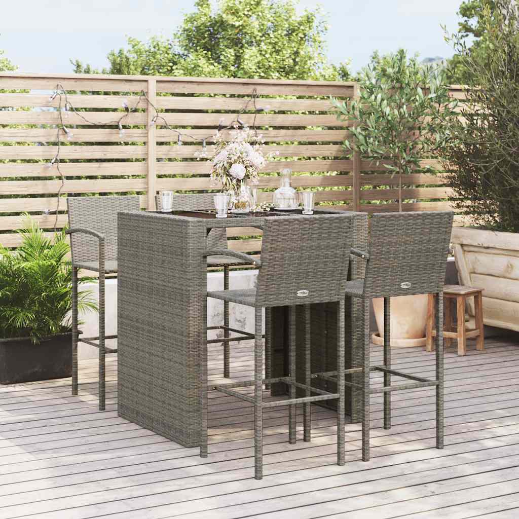 5-delige Tuinbarset poly rattan grijs