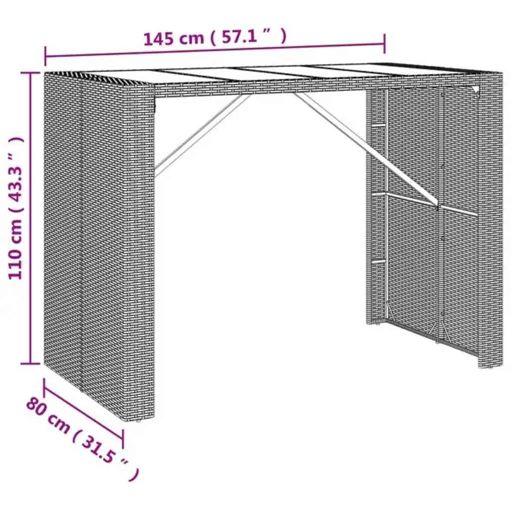 7-delige Tuinbar poly rattan zwart – afbeelding 9