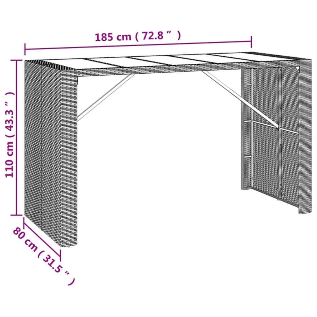 9-delige Tuinbarset poly rattan zwart – afbeelding 9