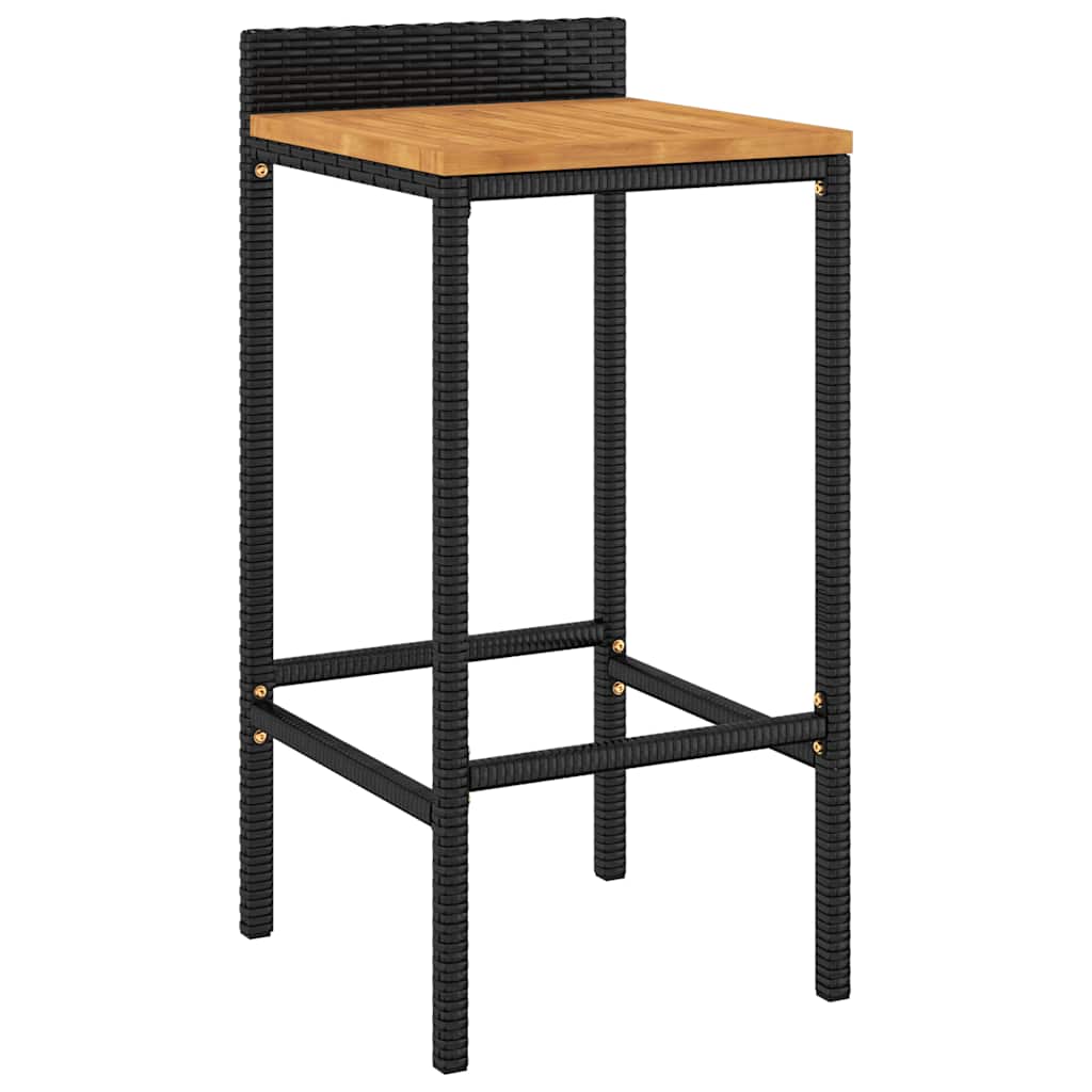 9-delige Tuinbarset poly rattan en massief acaciahout zwart – afbeelding 5