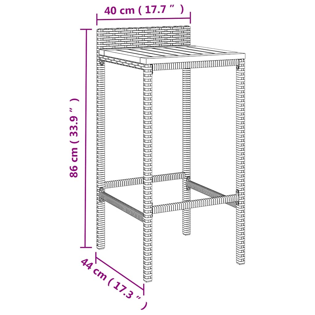 9-delige Tuinbarset poly rattan en massief acaciahout zwart – afbeelding 8