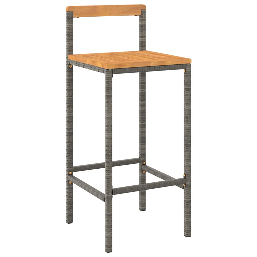 3-delige Tuinbarset poly rattan en massief acaciahout grijs – afbeelding 4