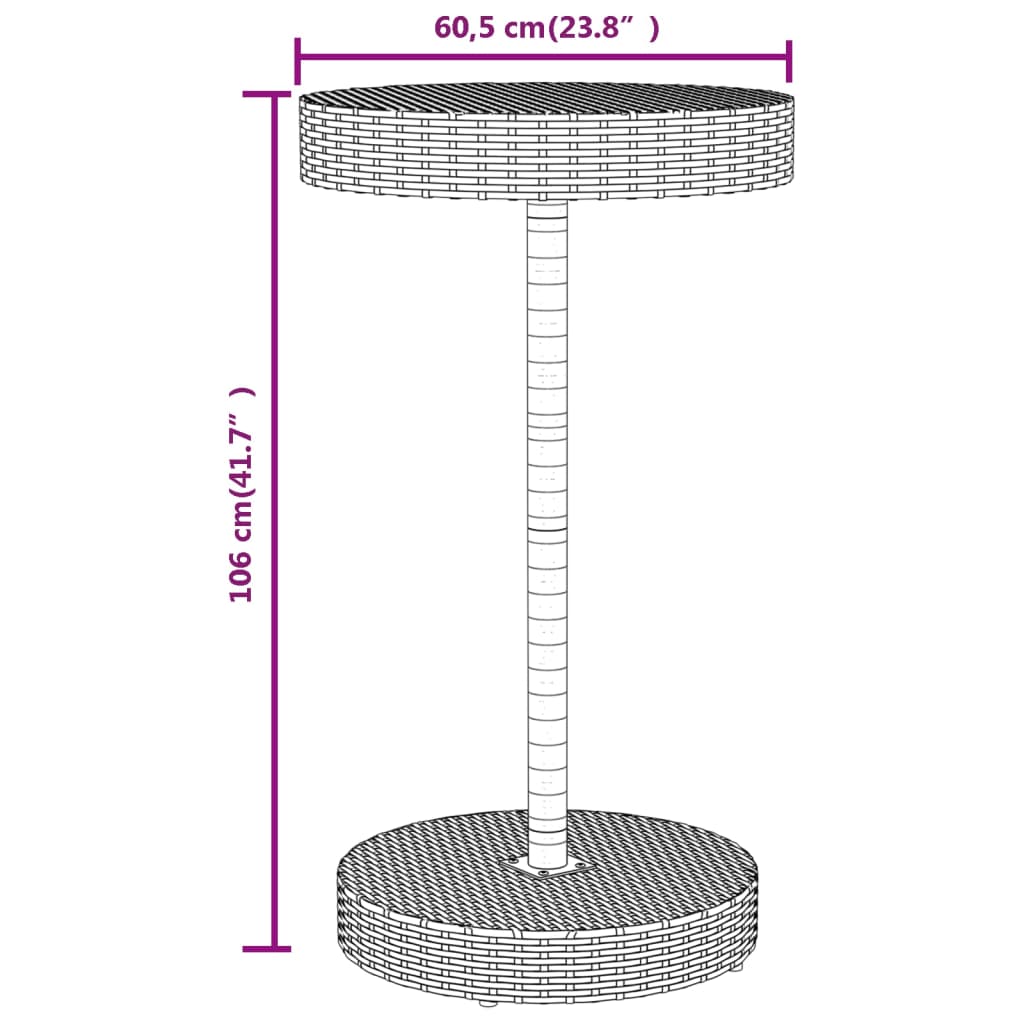 3-delige Tuinbarset poly rattan en massief acaciahout grijs – afbeelding 8