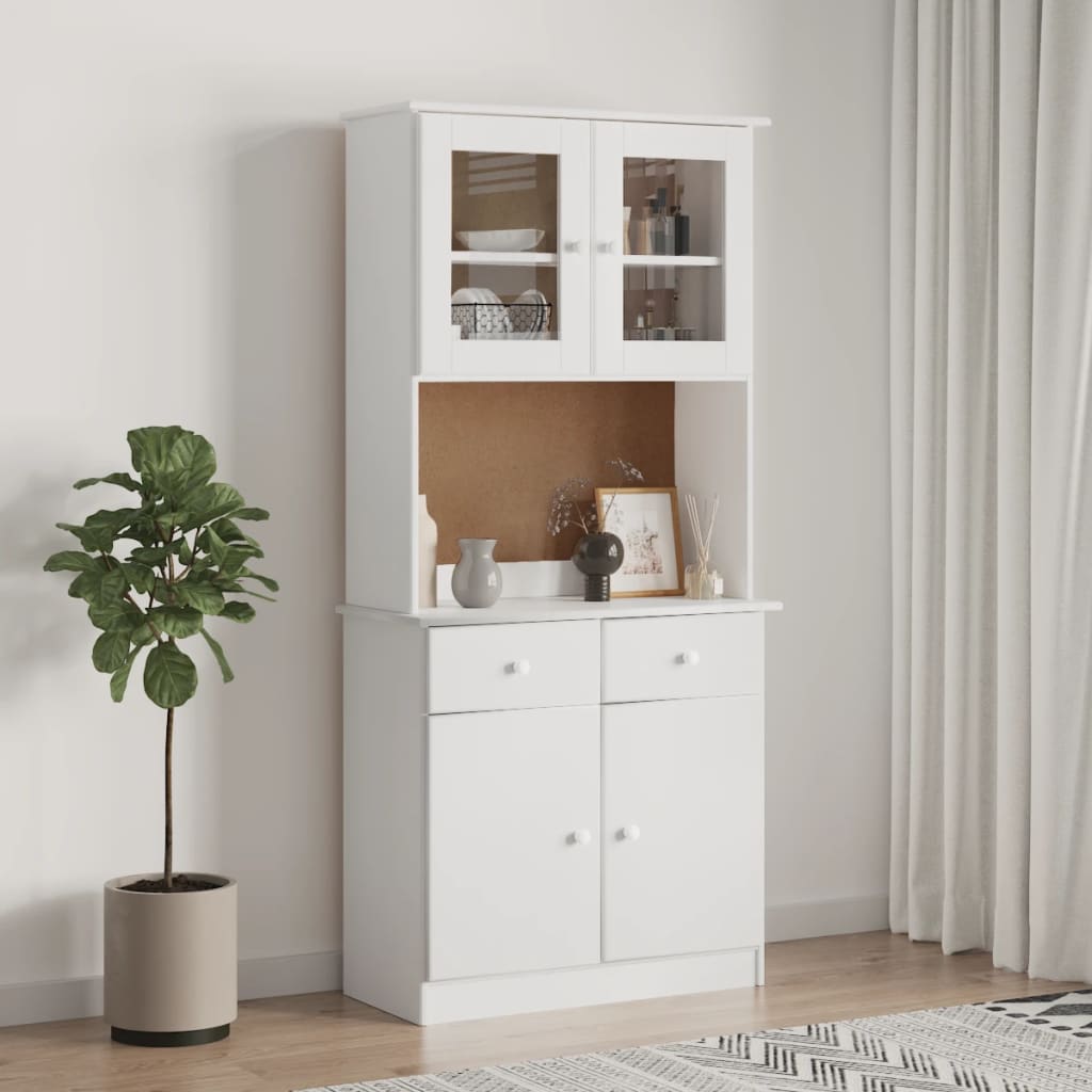 Hoge kast ALTA 77x35x165 cm massief grenenhout wit