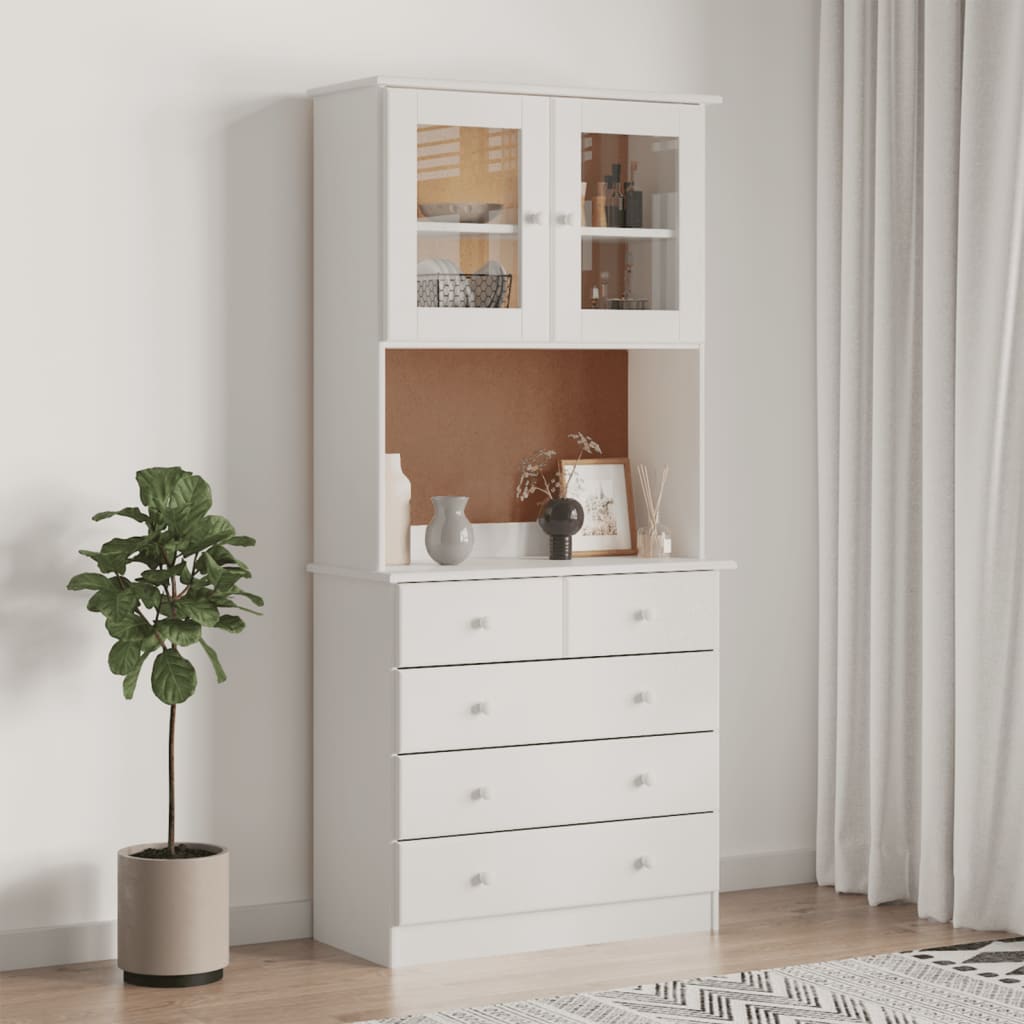 Hoge kast ALTA 77x35x165 cm massief grenenhout wit