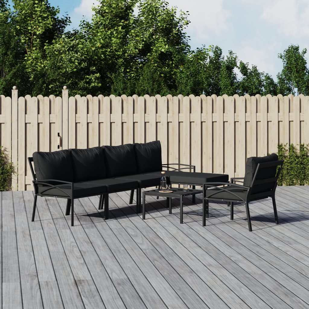 7-delige Loungeset met kussens staal grijs – afbeelding 1