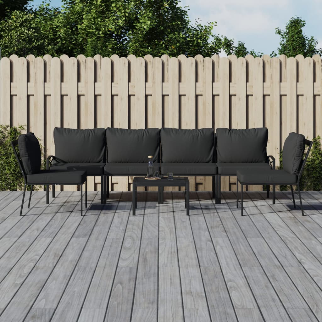 7-delige Loungeset met kussens staal grijs