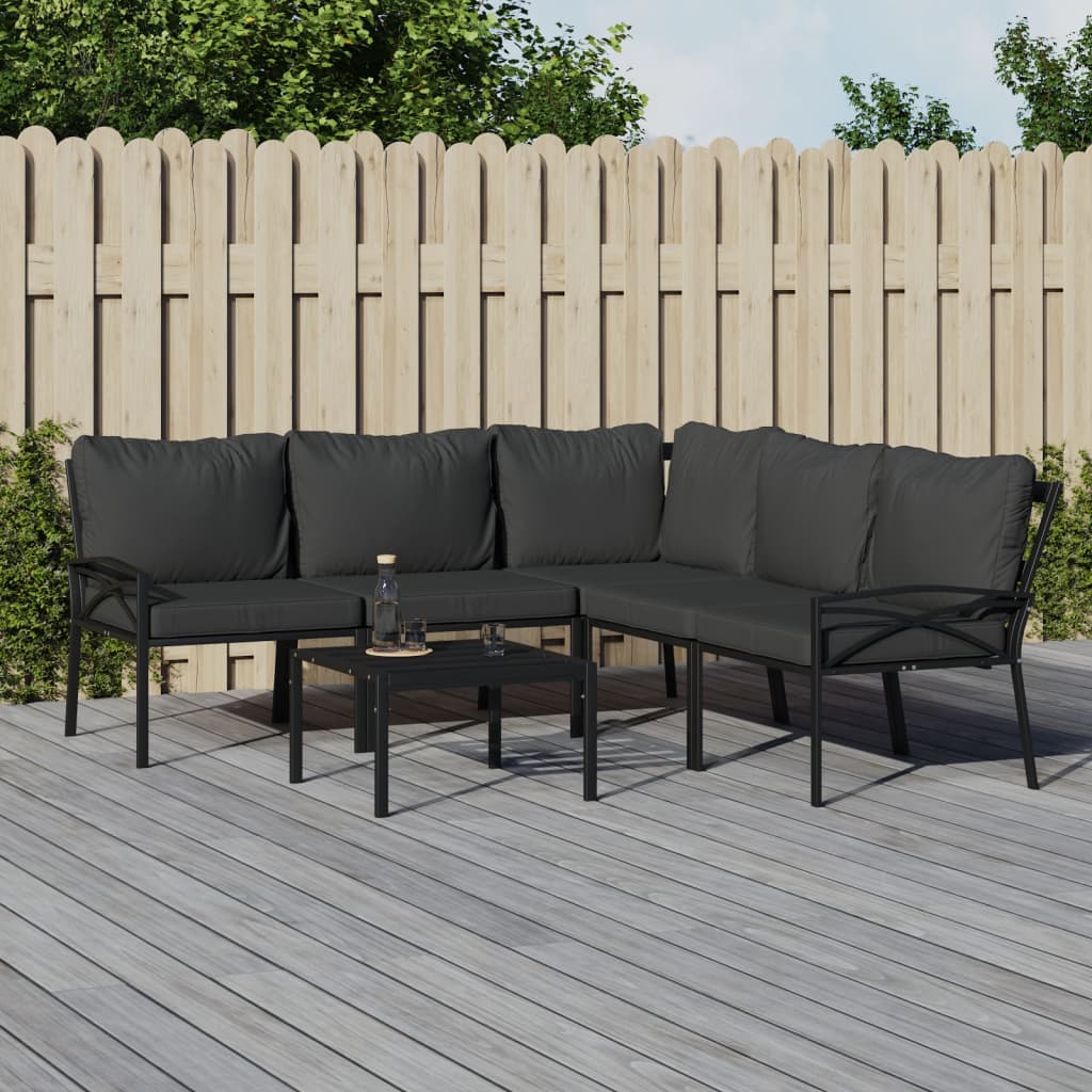 6-delige Loungeset met kussens staal grijs – afbeelding 1