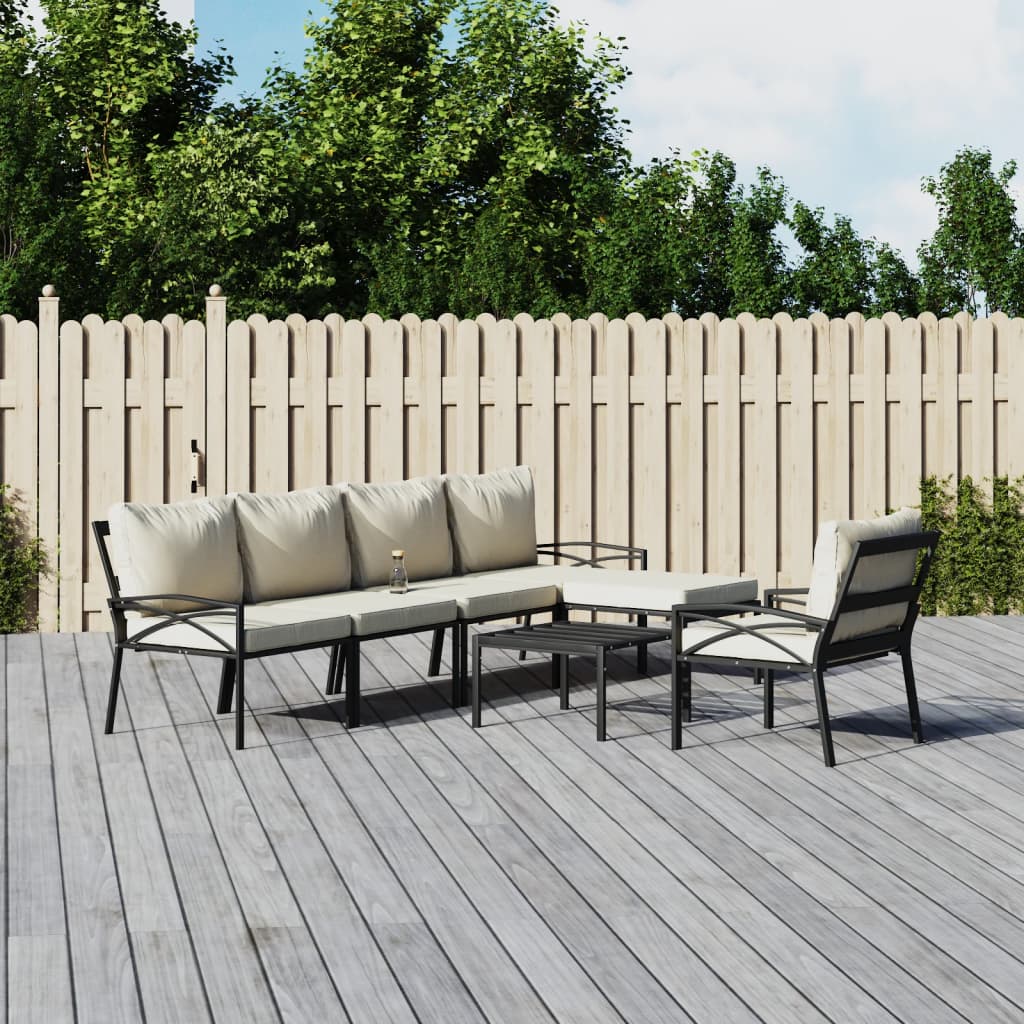 7-delige Loungeset met kussens staal zandkleurig – afbeelding 1