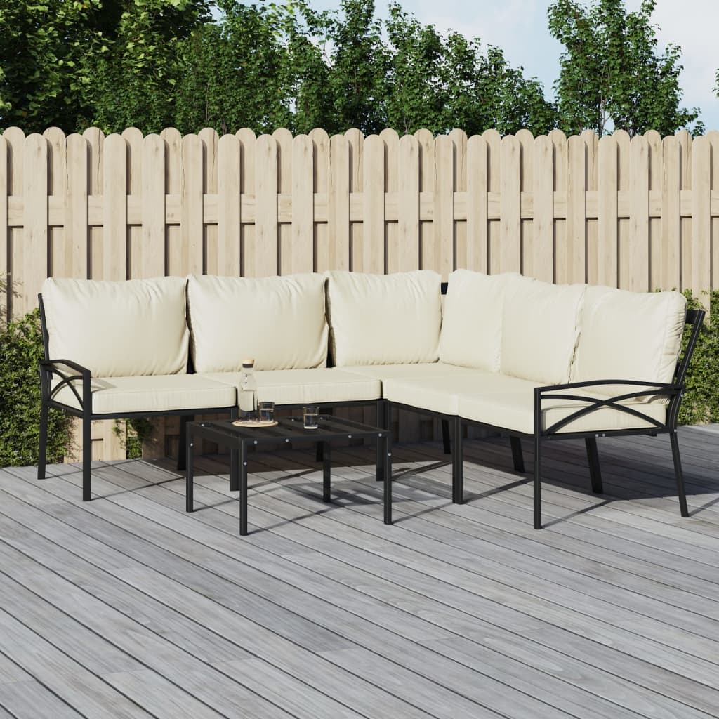 6-delige Loungeset met zandkleurige kussens staal – afbeelding 1