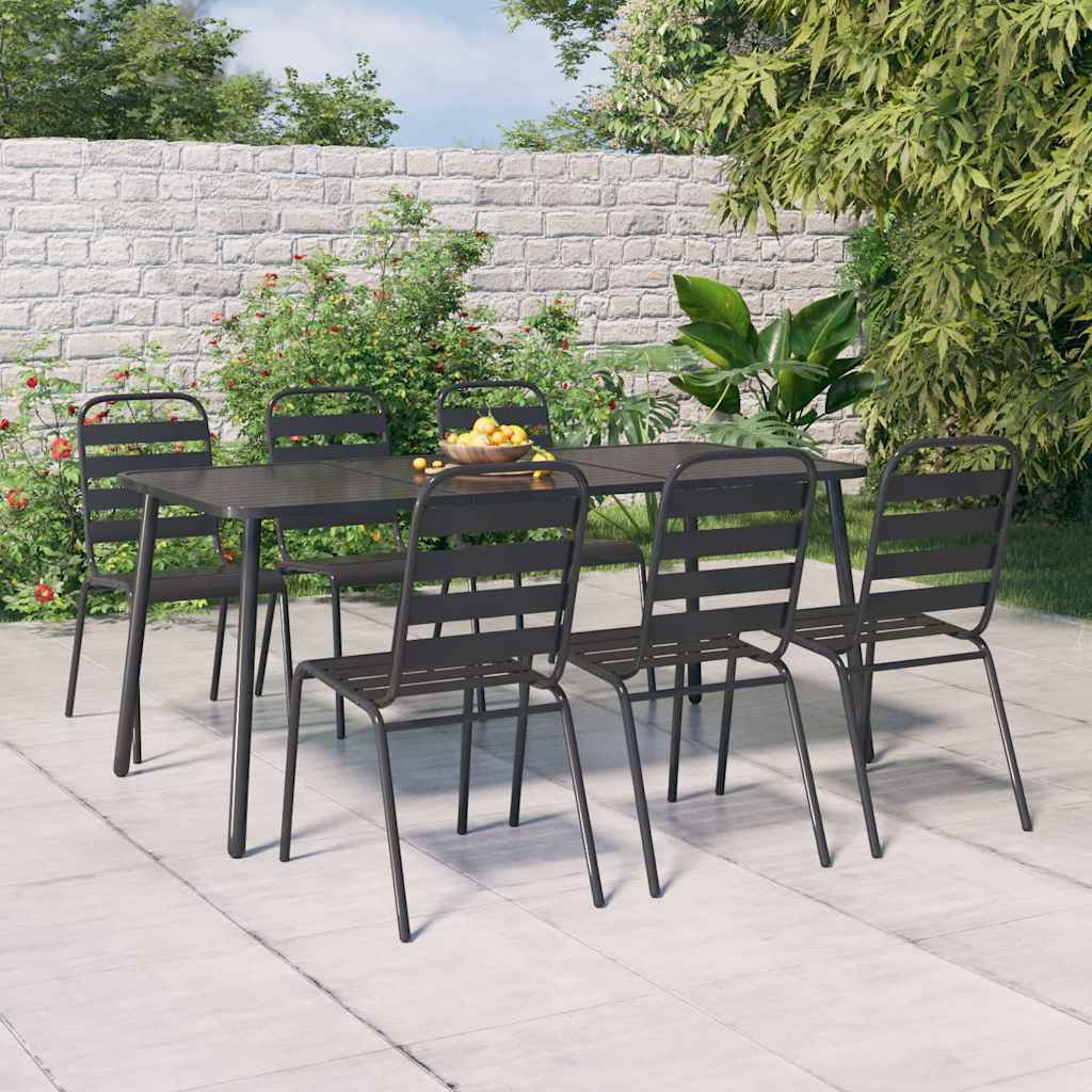 7-delige Tuinset staal antracietkleurig – afbeelding 1