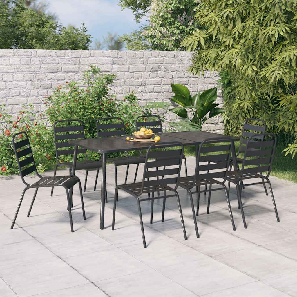 9-delige Tuinset staal antracietkleurig – afbeelding 1