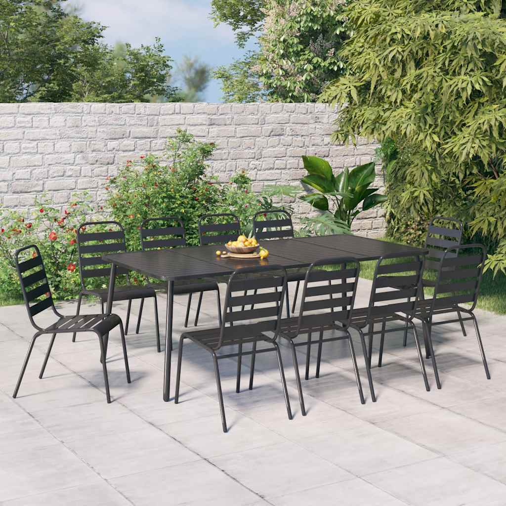 11-delige Tuinset staal antracietkleurig – afbeelding 1