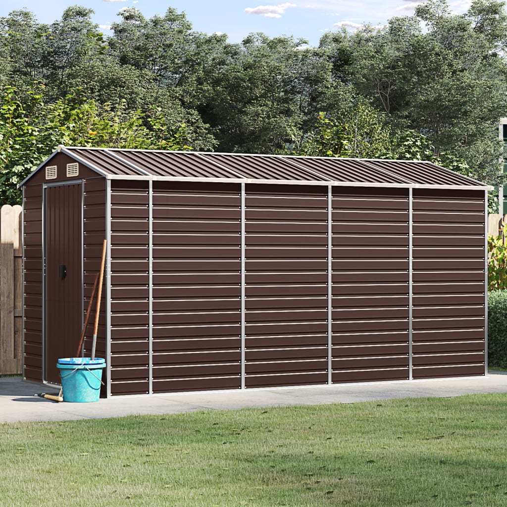 Tuinhuis Bruin 191x385x198 cm Gegalvaniseerd Staal