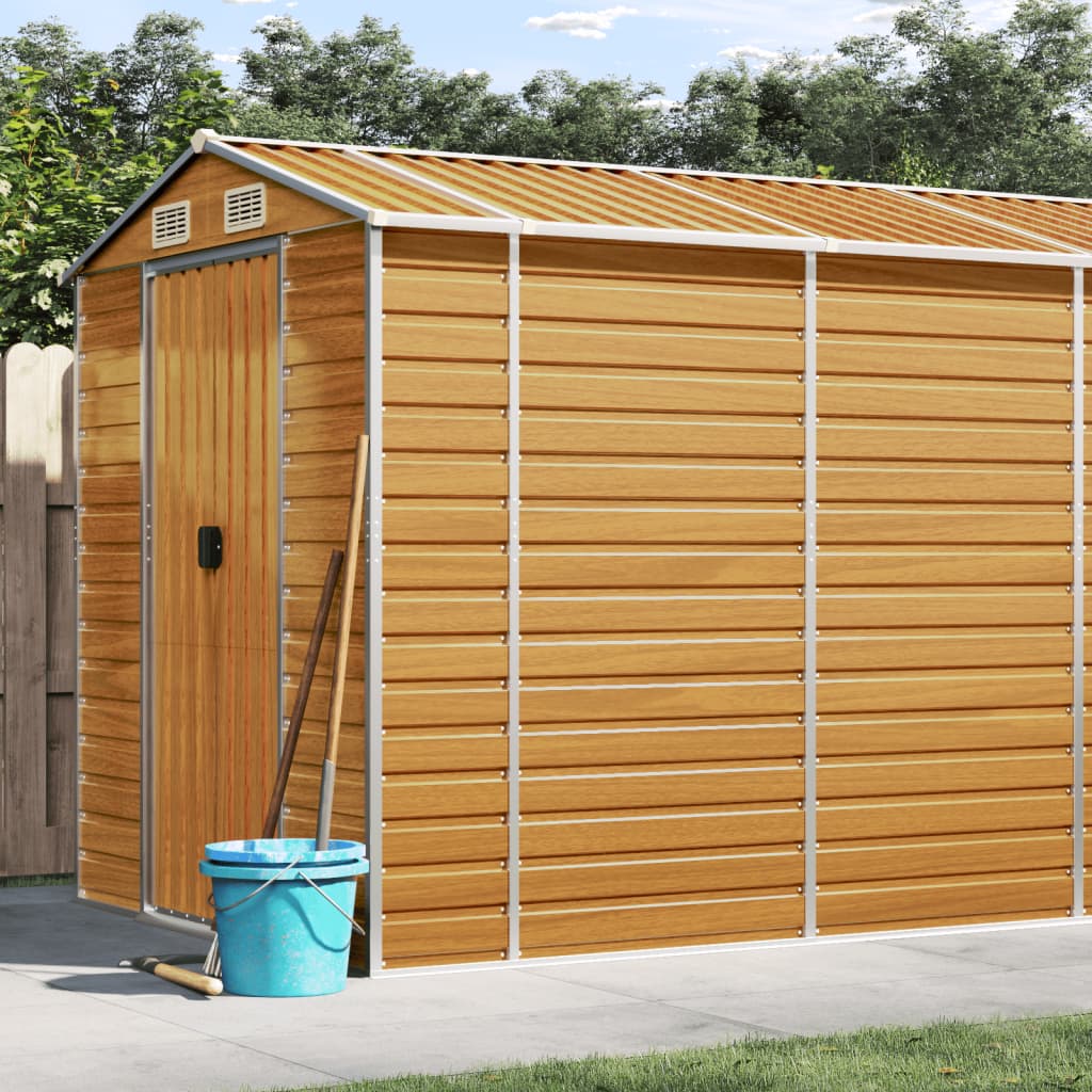 Tuinschuur 191x980x198 cm gegalvaniseerd staal lichtbruin – afbeelding 1