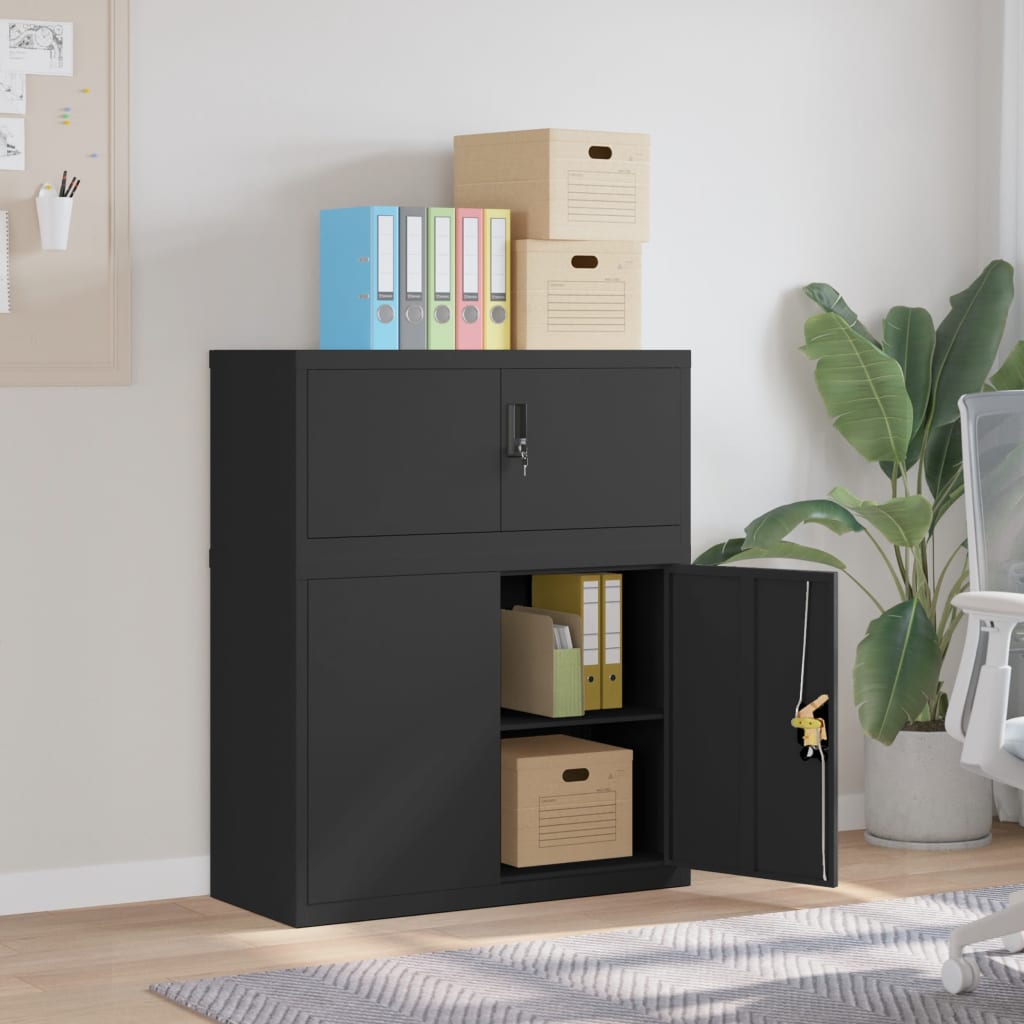 Archiefkast 90x40x110 cm staal zwart