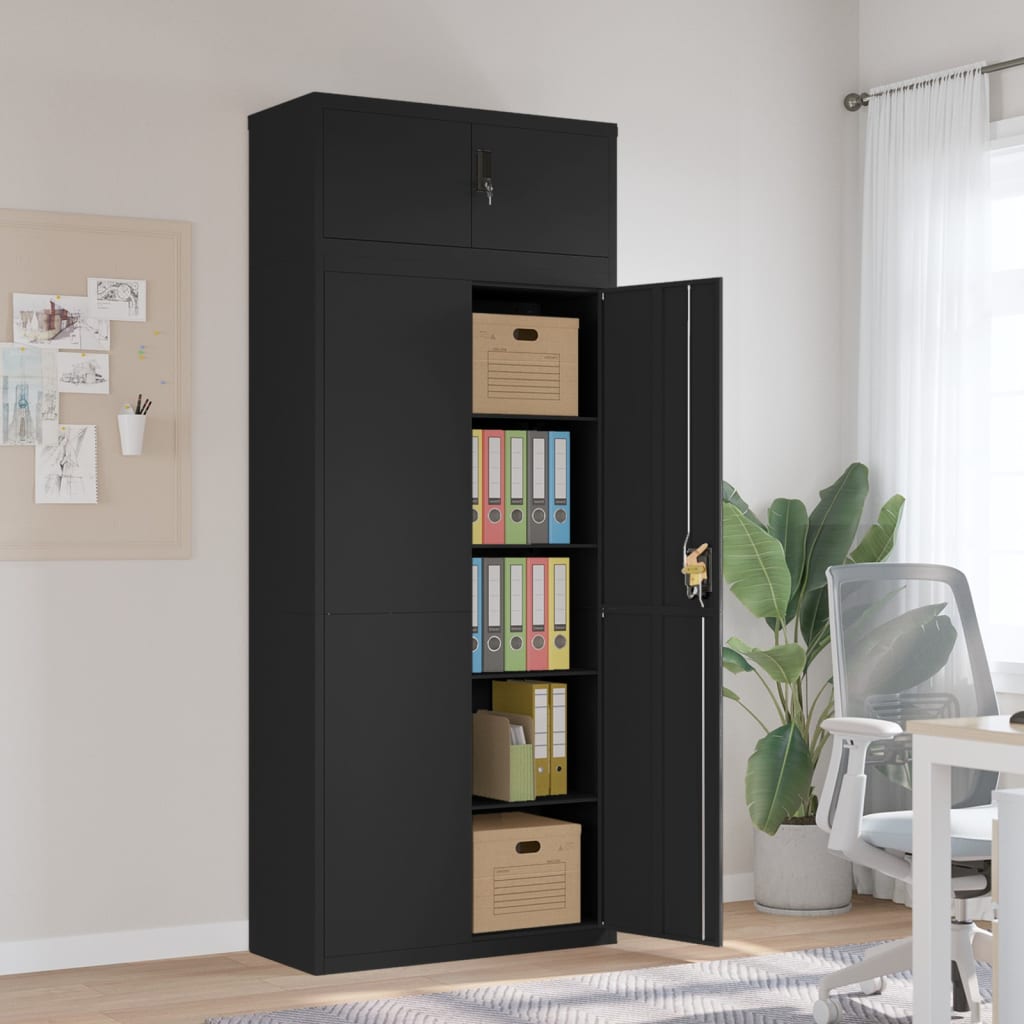 Archiefkast 90x40x220 cm staal zwart