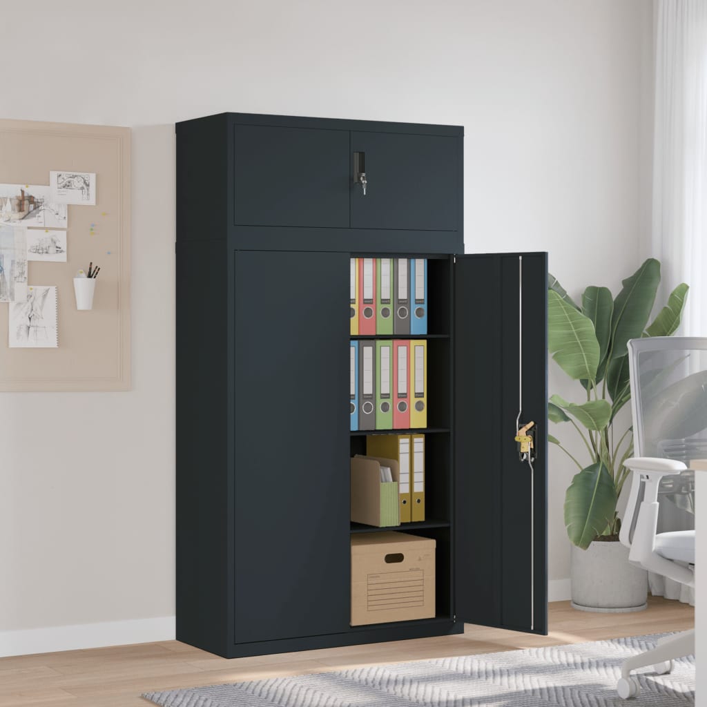 Archiefkast 90x40x180 cm staal antracietkleurig – afbeelding 1