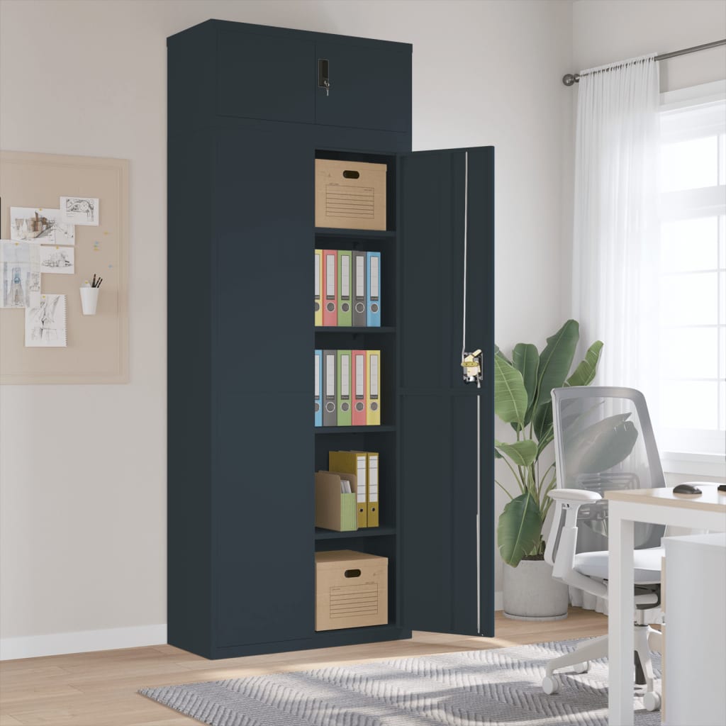 Archiefkast 90x40x240 cm staal antracietkleurig – afbeelding 1