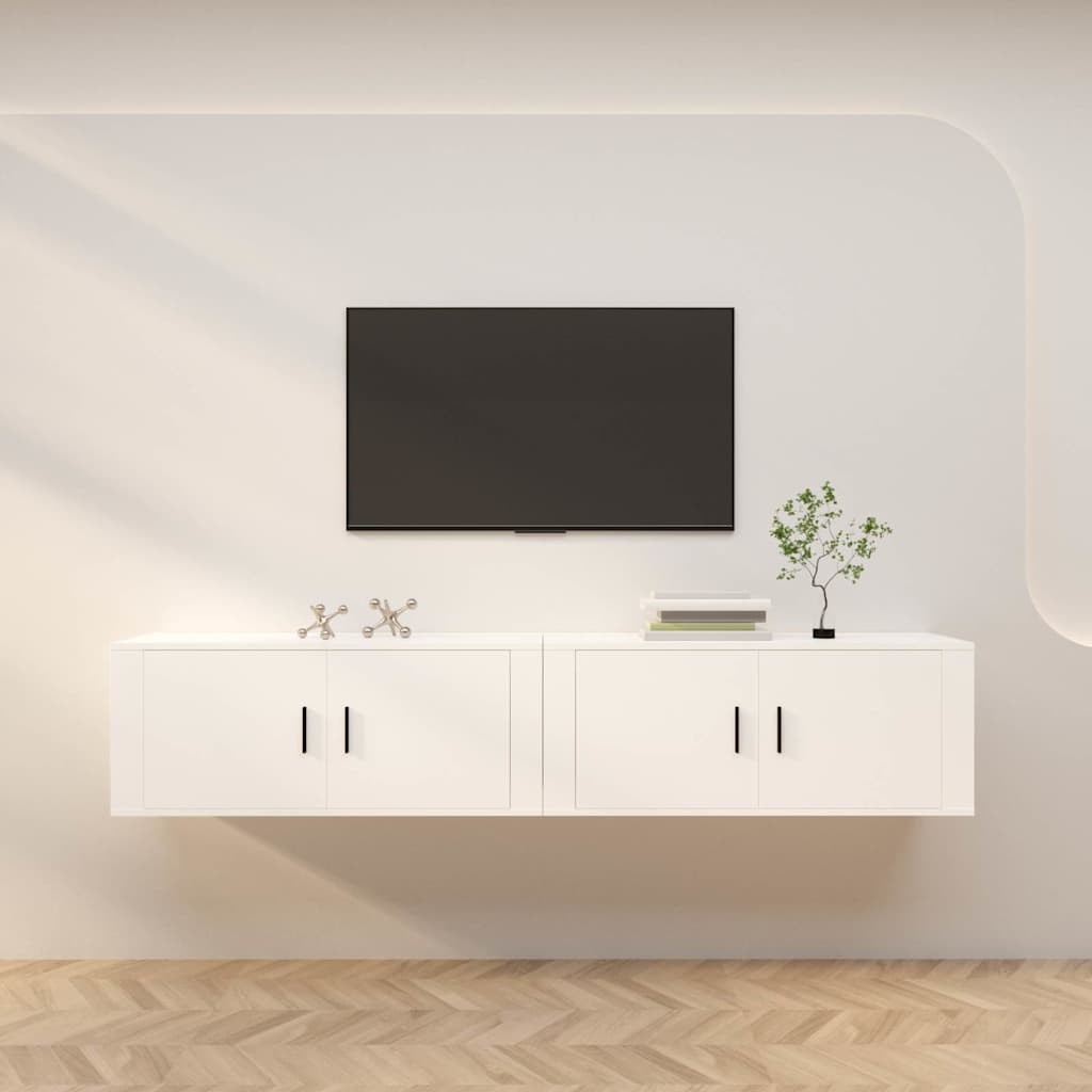 Tv-wandmeubels 2 st 100x34,5x40 cm wit – afbeelding 1