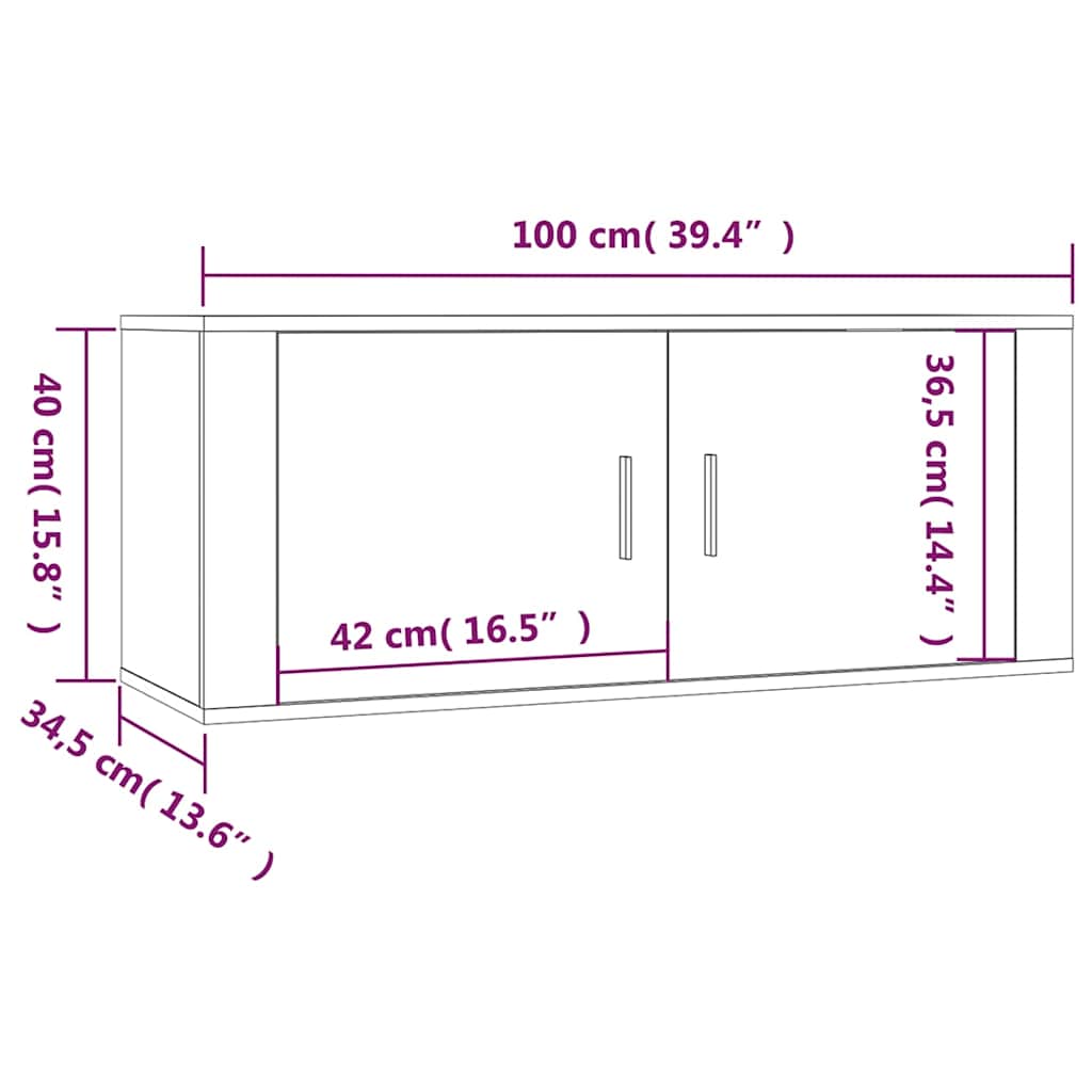 Tv-wandmeubels 2 st 100x34,5x40 cm wit – afbeelding 9