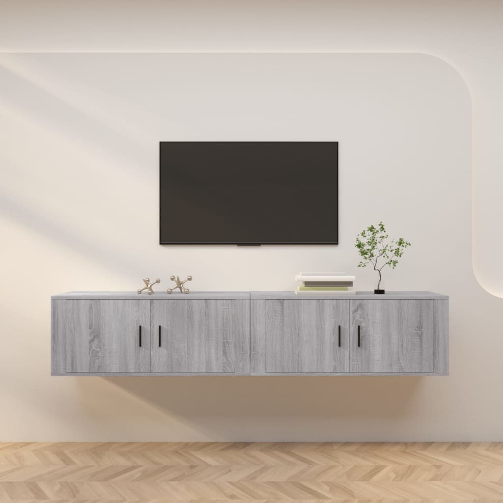 Tv-wandmeubels 2 st 100x34,5x40 cm grijs sonoma eikenkleurig – afbeelding 1