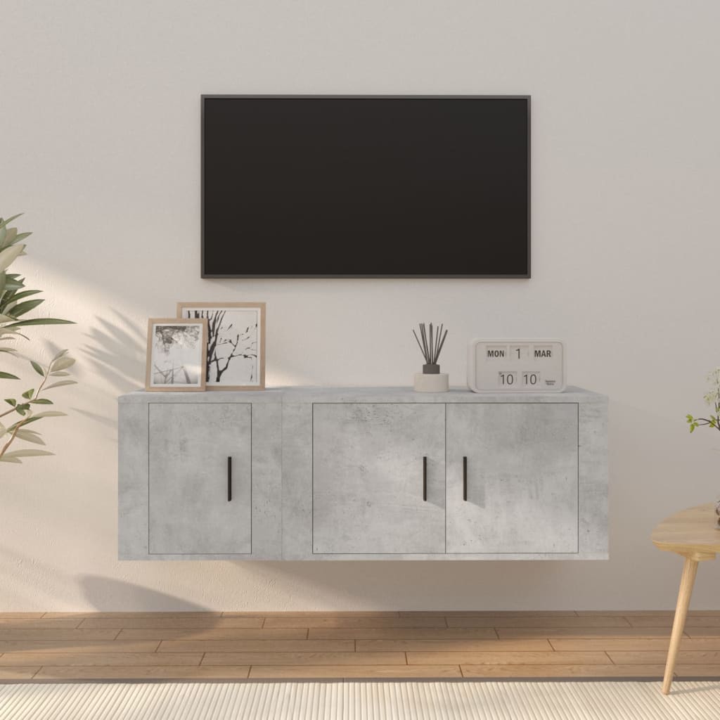 2-delige Tv-meubelset bewerkt hout betongrijs