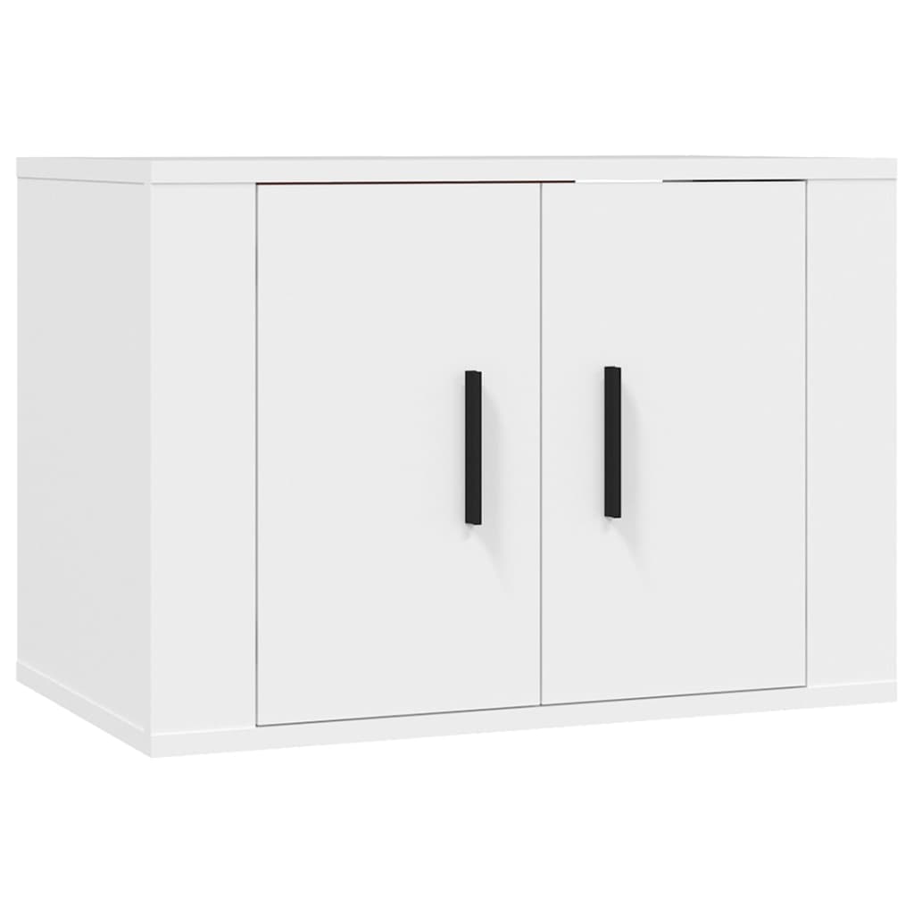 2-delige Tv-meubelset bewerkt hout wit – afbeelding 4