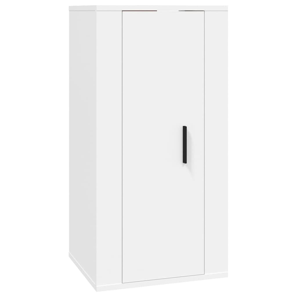 2-delige Tv-meubelset bewerkt hout wit – afbeelding 5