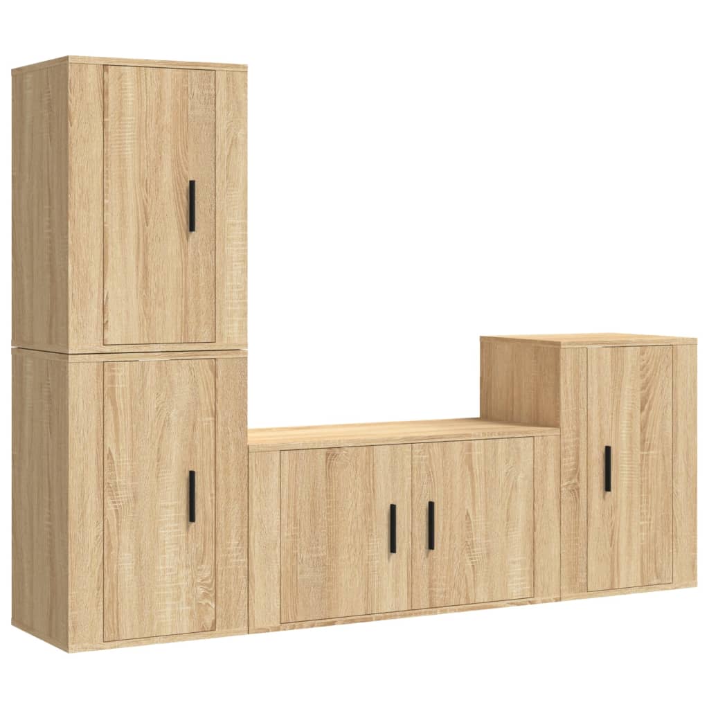 4-delige Tv-meubelset bewerkt hout sonoma eikenkleurig – afbeelding 2