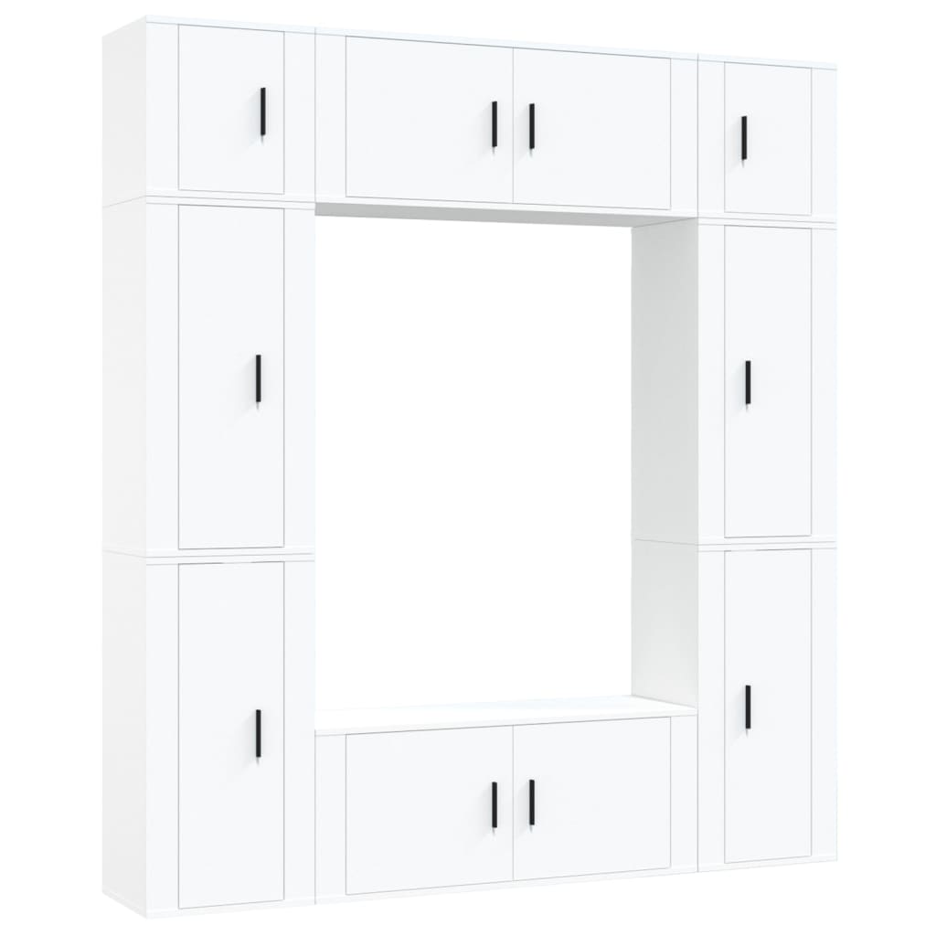 8-delige Tv-meubelset bewerkt hout wit – afbeelding 2