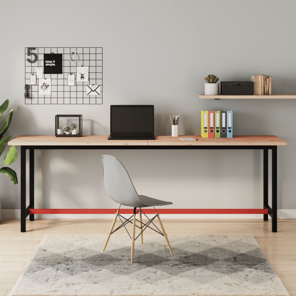 Werkbank 220x55x81,5 cm massief beukenhout en metaal